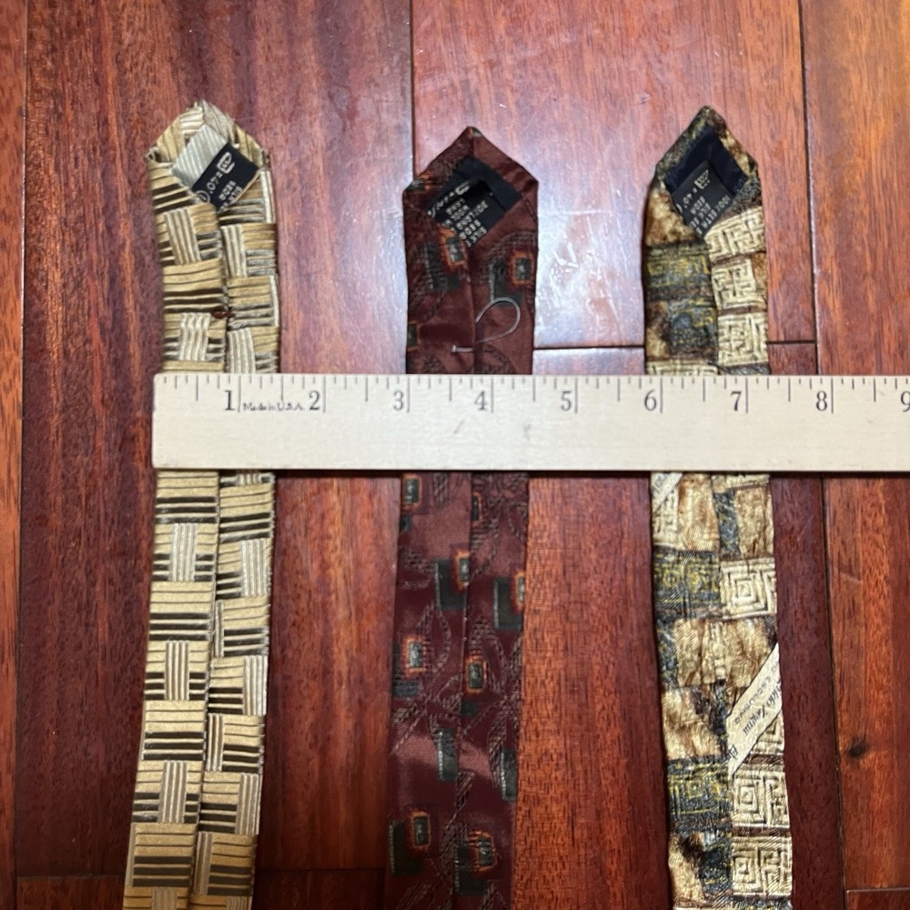 ERMENEGILDO ZEGNA TIE LOT OF 3 Geometric Silk Wool Designer Luxury Made In Italy - Picture 3 of 12